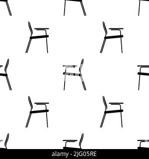 Student Chair Icon Seamless Pattern, Desk Chair, Armed Chair Vector Art Illustration Stock Vector