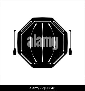Raft Icon, Water Transportation Rubber Raft Vector Art Illustration Stock Vector