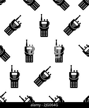 Walkie Talkie Icon Seamless Pattern, Handheld Portable, Two Way Radio Transceiver For Communication Device Vector Art Illustration Stock Vector