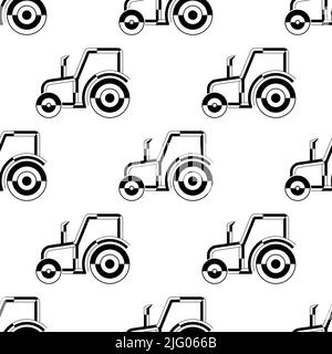 Tractor Icon Seamless Pattern, High Tractive Effort, High Torque Vehicle Icon, Farming, Agriculture Vehicle Vector Art Illustration Stock Vector