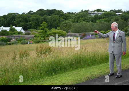 The Prince of Wales, Patron of the National Botanic Garden of Wales, during a visit to the Botanic Gardens at Middleton Hall, Llanarthne. Picture date: Tuesday July 5, 2022. Stock Photo