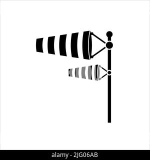 Wind Sock Icon, Windsock Icon, Wind Direction Indicator, Wind Flow Icon Vector Art Illustration Stock Vector