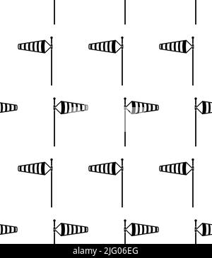 Wind Sock Icon Seamless Pattern, Windsock Icon, Wind Direction Indicator, Wind Flow Icon Vector Art Illustration Stock Vector