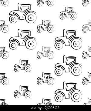 Tractor Icon Seamless Pattern, High Tractive Effort, High Torque Vehicle Icon, Farming, Agriculture Vehicle Vector Art Illustration Stock Vector