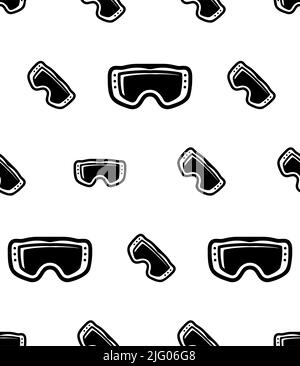 Winter Skiing Glass Icon Seamless Pattern, Sun Glass Icon Vector Art Illustration Stock Vector