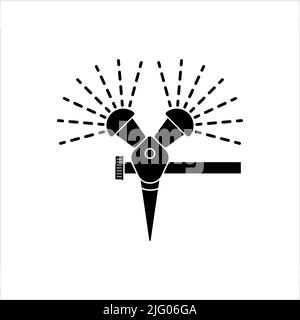 Water Sprinkler Icon, Fire Agriculture Water Sprinkler Vector Art Illustration Stock Vector