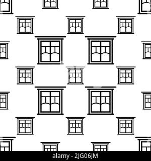 Window Icon Seamless Pattern, Wall Opening In Home For Sound, Light, Air Ventilation Vector Art Illustration Stock Vector
