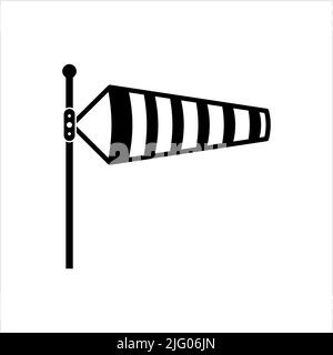 Wind Sock Icon, Windsock Icon, Wind Direction Indicator, Wind Flow Icon Vector Art Illustration Stock Vector