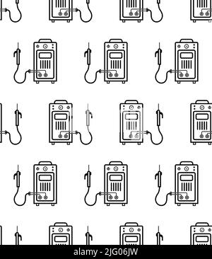 Welding Machine Icon Seamless Pattern, Fabrication Material Joining Machine Vector Art Illustration Stock Vector