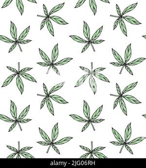 Vector seamless pattern of hand drawn sketch doodle leaves isolated on white background Stock Vector
