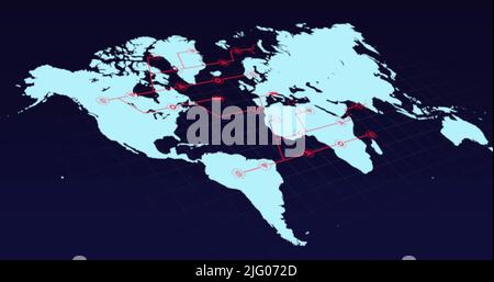 Image of network of connections over world map Stock Photo