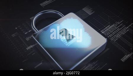 Image of data processing and online security padlock Stock Photo