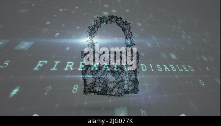 Image of scanning, numbers and online security padlock Stock Photo