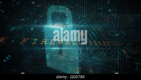 Image of scanning, numbers and online security padlock Stock Photo