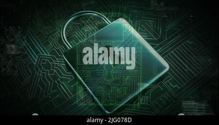 Image of processor and online security padlock Stock Photo