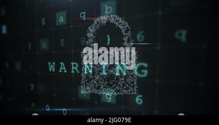 Image of scanning, numbers and online security padlock Stock Photo