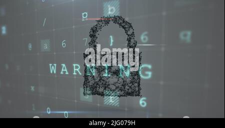 Image of scanning, numbers and online security padlock Stock Photo