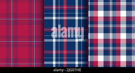 Plaid Seamless set. Pastel gingham pattern. Background for memory day, independens usa. Wallpaper, blanket. Stock Vector