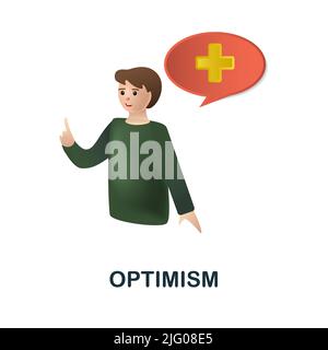 Optimism icon in 3d. Colored illustration from core values collection ...