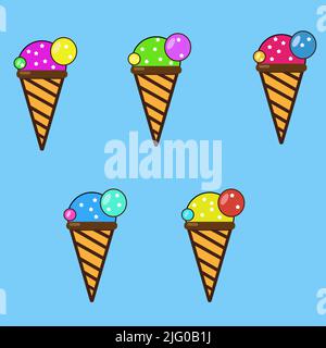 Set of diferenr colourful ice-creams in raw Stock Vector
