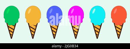 Set of diferenr colourful ice-creams in raw Stock Vector