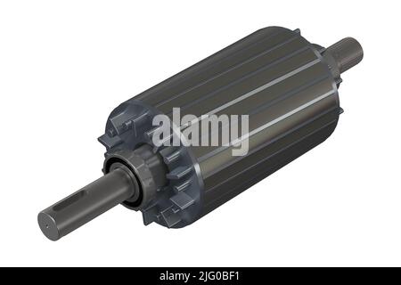 Squirrel cage rotor exploded view 3D rendering isolated on white ...