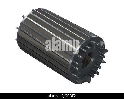 Squirrel cage rotor exploded view 3D rendering isolated on white ...