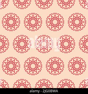 Mandala heart love pink gentle pastel seamless pattern for design Stock Vector
