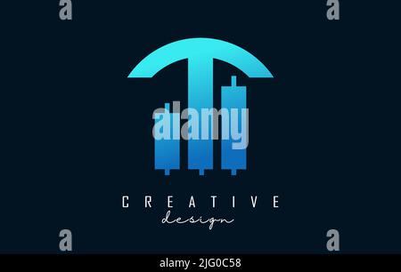 Colorful Letter T logo with creative shape and geometric design for investing companies. Vector Illustration with letter and rounded frame. Stock Vector