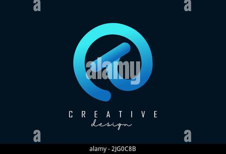 Colorful gradient letters TO t o logo with creative shapes and geometric design. Vector Illustration with letter and rounded frame. Stock Vector