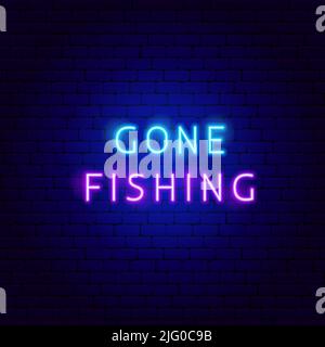 Gone Fishing Neon Text Stock Vector