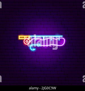Fish-Rod Neon Sign Stock Vector