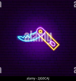 Fisherman Knife Neon Sign Stock Vector