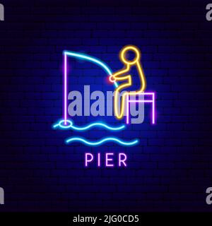 Pier Neon Label Stock Vector