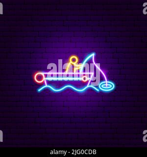 Fishing Boat Neon Sign Stock Vector