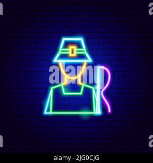 Fisherman Neon Sign Stock Vector
