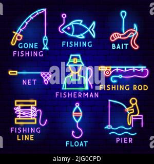 Fishing Label Set Stock Vector
