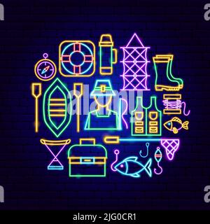 Fishing Neon Concept Stock Vector