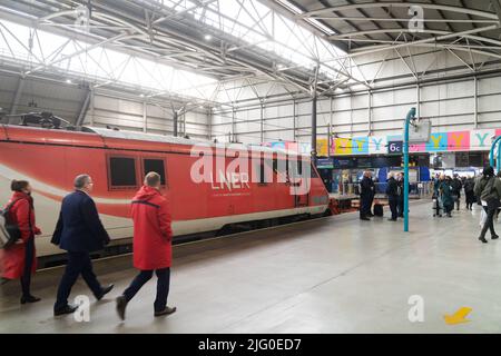 Leeds railway station is the mainline railway station serving the city centre of Leeds in West Yorkshire, England Stock Photo
