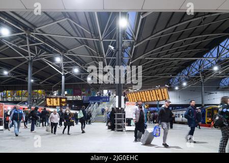 Leeds railway station is the mainline railway station serving the city centre of Leeds in West Yorkshire, England Stock Photo