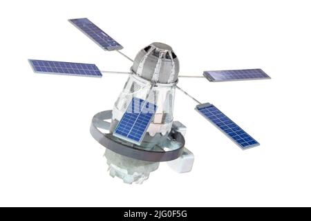 Satellite for earth surface probing isolated on white background Stock Photo