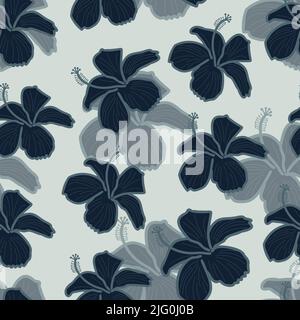 Modern vector ditsy floral seamless pattern design of attractive hibiscus flowers for textile and printing. Elegant flowery repeat texture background Stock Vector