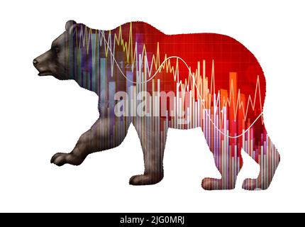 Bear economy and declining  business or economic decline and market share fall with a downward trend as a financial concept  for recession. Stock Photo