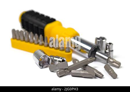 Various screwdriver bits and sockets Stock Photo