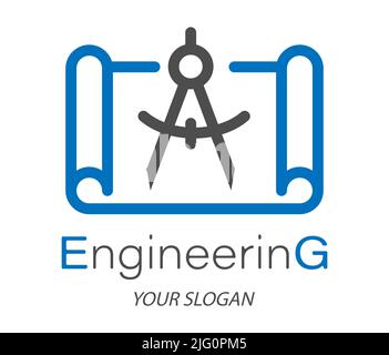 Engineering. Vector template of an icon, logo, sticker or brand. Flat style Stock Vector