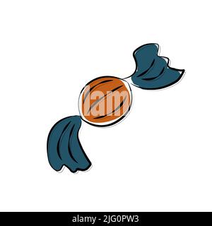Halloween candy for trick or treat. Sweets halloween lollipop in scary candy cover isolated in white background. Vector illustration. Stock Vector