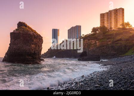 Los Roques beach at sunrise, Tenerife island, Spain Stock Photo