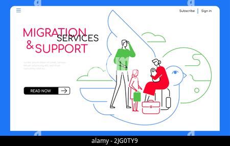 Migration services and support - modern flat design style web banner Stock Vector