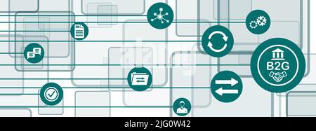 Concept of b2g with connected icons Stock Photo