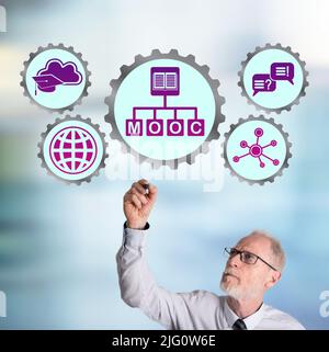 Mooc concept drawn by a businessman Stock Photo